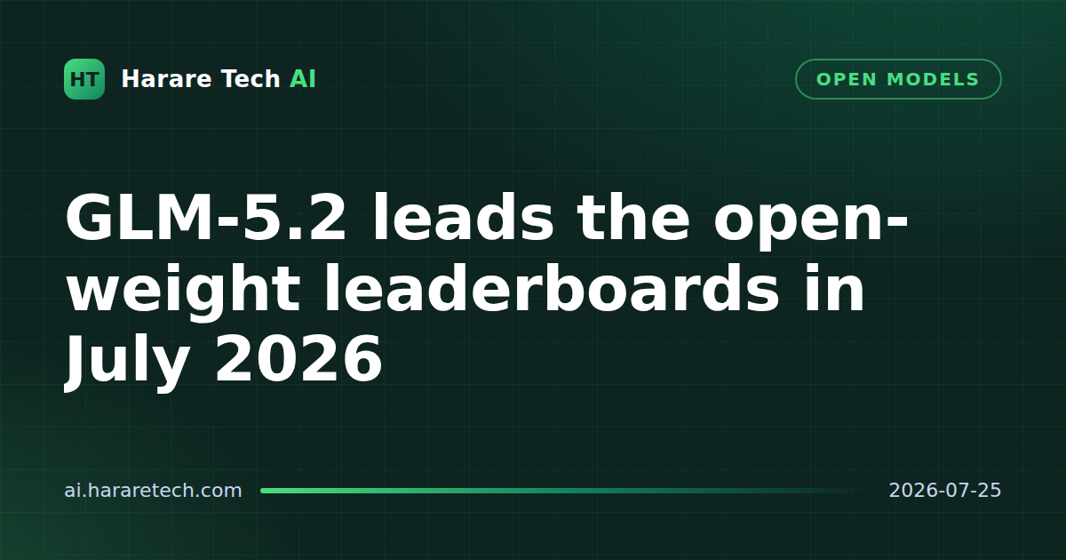 GLM-5.2 leads the open-weight leaderboards in July 2026